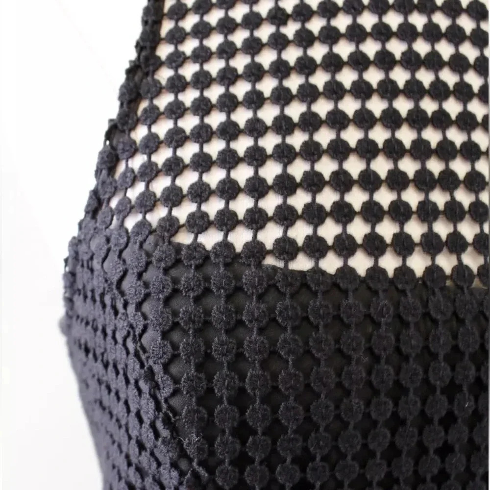 White House Black Market Black Chic Crochet Lace Whimsigoth Midi Dress Size 2 - Picture 7 of 11